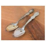 Lot of (7) 282-grams (total) Silverplated Flatware - 1847 Rogers Bros Gravy Ladle, Gorham Gravy Ladle, W.M. Rogers Camelot-Melody Fruit Spoons (x2), Sugar Sifter, Decorative Wide Spoon, Decorative Tea