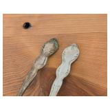 Lot of (7) 282-grams (total) Silverplated Flatware - 1847 Rogers Bros Gravy Ladle, Gorham Gravy Ladle, W.M. Rogers Camelot-Melody Fruit Spoons (x2), Sugar Sifter, Decorative Wide Spoon, Decorative Tea