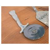 Lot of (3) 386-grams (total) Silverplated Flatware - Vintage (Italy) Cake Server, FB Rogers Pizza Cutter, FB Rogers Pasta Server