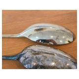 Lot of (6) 858-grams (total) Silverplated Servers - Vintage Ice Scoop, International Salad Forks (x3), International Serving Spoon (x1), Serving Spoon (x1)