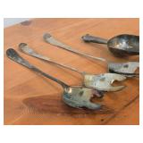Lot of (6) 858-grams (total) Silverplated Servers - Vintage Ice Scoop, International Salad Forks (x3), International Serving Spoon (x1), Serving Spoon (x1)