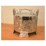 1000-grams (without glass insert) Silver-plated Tin Lidded Ice Bucket with Glass Insert by Eik 6 1/2" x 6 1/4"