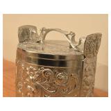 1000-grams (without glass insert) Silver-plated Tin Lidded Ice Bucket with Glass Insert by Eik 6 1/2" x 6 1/4"