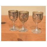 Lot of (3) 368-grams (total) Silverplated Goblets 3 1/4" x 1 3/4"