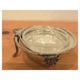 464-grams (w.o glass insert) Silverplated Revolving Dome Butter / Caviar Dish (Sheffield England) 4 1/2" x 6"