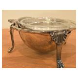 464-grams (w.o glass insert) Silverplated Revolving Dome Butter / Caviar Dish (Sheffield England) 4 1/2" x 6"