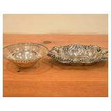 Vintage 151-grams (total) Sterling Silver Nut / Candy Dish and Pierced Footed Bowl
