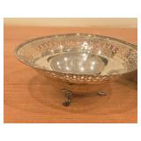Vintage 151-grams (total) Sterling Silver Nut / Candy Dish and Pierced Footed Bowl
