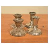 Lot of (2 Pair) 741-grams (total) Sterling Silver Weighted Candleholders