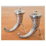 Lot of (1) 2 1/2" 37-grams (total) Viking Horn theme Sterling Silver Salt and Pepper Shaker Set of 2 (Norway)