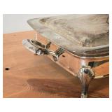 Vintage 1723-grams (without glass insert) Silverplated Covered Footed Serving Dish with Glass Insert 19" x 10" x 7"