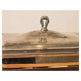 Vintage 1723-grams (without glass insert) Silverplated Covered Footed Serving Dish with Glass Insert 19" x 10" x 7"