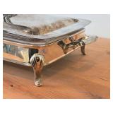 Vintage 1723-grams (without glass insert) Silverplated Covered Footed Serving Dish with Glass Insert 19" x 10" x 7"