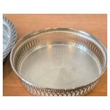 Lot of (2) 635-grams (total) Silverplated Gallery Serving Trays - Vintage  7", W.M. Rogers & Son Spring Fever pattern 12"