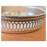 Lot of (2) 635-grams (total) Silverplated Gallery Serving Trays - Vintage  7", W.M. Rogers & Son Spring Fever pattern 12"