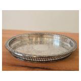 Lot of (2) 635-grams (total) Silverplated Gallery Serving Trays - Vintage  7", W.M. Rogers & Son Spring Fever pattern 12"
