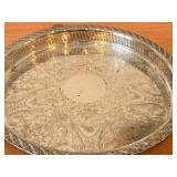 Lot of (2) 635-grams (total) Silverplated Gallery Serving Trays - Vintage  7", W.M. Rogers & Son Spring Fever pattern 12"