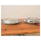 Lot of (2) Vintage 1730-grams (total) Silverplated Covered Vegetable Bowls 10" x 12"