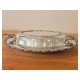 Lot of (2) Vintage 1730-grams (total) Silverplated Covered Vegetable Bowls 10" x 12"