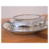 Lot of (2) Vintage 1730-grams (total) Silverplated Covered Vegetable Bowls 10" x 12"