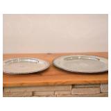 Lot of (2) Vintage 1451-grams (total) Silverplated Round Serving Trays - 15"  by Fales #1779, 12" by W.M. Rogers #161