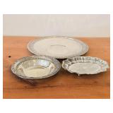Lot of (3) 590-grams (total) Silverplated Dishwares by Wallace - 10" Plate #6543, 6-1/2" x 5" Oval Footed Scalloped Edge Dish, 6-1/2" Round Bowl