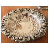 Lot of (3) Vintage 442-grams (total) Silverplated - Gorham Repousse Bonbon Bowl 5"D, Italian Coaster 4"D, F.B. Rogers Monteith Pedestal Bowl w/ Ring Handles 5" x 3-1/2"