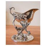 Vintage 984-grams Silverplated Tilting Gravy Bowl by Zinn with Warming Stand