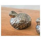 Vintage 322-grams (total) Quail Bird theme Pewter Silverplated Salt and Pepper Shakers by Gucci (1970
