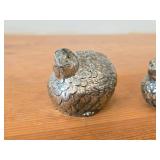 Vintage 322-grams (total) Quail Bird theme Pewter Silverplated Salt and Pepper Shakers by Gucci (1970