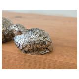 Vintage 322-grams (total) Quail Bird theme Pewter Silverplated Salt and Pepper Shakers by Gucci (1970