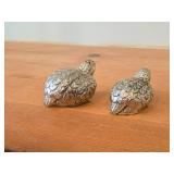 Vintage 322-grams (total) Quail Bird theme Pewter Silverplated Salt and Pepper Shakers by Gucci (1970