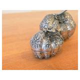 Lot of (2) Vintage 187-grams (total) Pumpkin theme 900 Silver Betel Boxes (Cambodia)