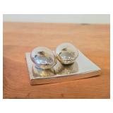 Vintage 302-grams (total) Sterling Silver Salt and Pepper Shakers on Stand/Tray