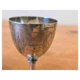 82-grams (total) Lidded Silverplated Decorative Dish (designed to hold glass insert - not included) 3"x2"x3", 3"Mini Silverplated Goblet / Trophy