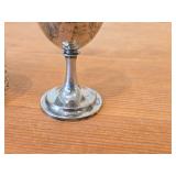 82-grams (total) Lidded Silverplated Decorative Dish (designed to hold glass insert - not included) 3"x2"x3", 3"Mini Silverplated Goblet / Trophy