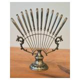 Vintage 423-grams (total) Silverplated Set of 12 Fruit Knives (Late 19th Century / Early 20th Century) with Decorative Stand