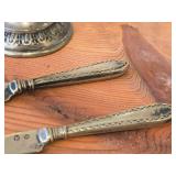 Vintage 423-grams (total) Silverplated Set of 12 Fruit Knives (Late 19th Century / Early 20th Century) with Decorative Stand