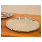 914-grams (total) Towle Silverplated Round Serving Platter 12-1/2"D, W.M. Rogers Waverly 3819 Silverplated Oval Bread Seerving Tray 13-1/4"x7-1/4"