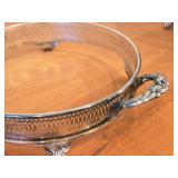 Vintage 1905-grams (total) Vintage Silverplated Casserole Serving Dish Frame 10"D, Silverplated Chafing Dish Lid 10"D, Silverplated 9"D Meat Dome / Clouche
