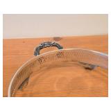 Vintage 1905-grams (total) Vintage Silverplated Casserole Serving Dish Frame 10"D, Silverplated Chafing Dish Lid 10"D, Silverplated 9"D Meat Dome / Clouche