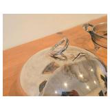 Vintage 1905-grams (total) Vintage Silverplated Casserole Serving Dish Frame 10"D, Silverplated Chafing Dish Lid 10"D, Silverplated 9"D Meat Dome / Clouche