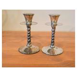 Lot of (2) 5-3/8" 330-grams (total) Silverplated Pedestal Candleholders by UMOS (Spain)