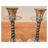 Lot of (2) 5-3/8" 330-grams (total) Silverplated Pedestal Candleholders by UMOS (Spain)