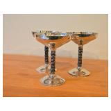 Lot of (3) Vintage 5 3/4" 687-grams (total) Silverplated Champagne Coupes / Goblets by Roma SL (Spain)