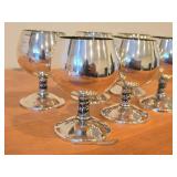Lot of (6) Vintage 4" 779-grams (total) Silverplated Wine Goblets by Roma SL (Spain)