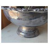 Silverplated Punch Bowl 9" x 18" with (19) Cups