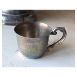 Silverplated Punch Bowl 9" x 18" with (19) Cups