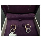 CHARRIOL White Topaz Two-Tone Circle Cable Drop Earrings in PVD Stainless Steel and Rose Gold-Tone