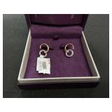 CHARRIOL White Topaz Two-Tone Circle Cable Drop Earrings in PVD Stainless Steel and Rose Gold-Tone